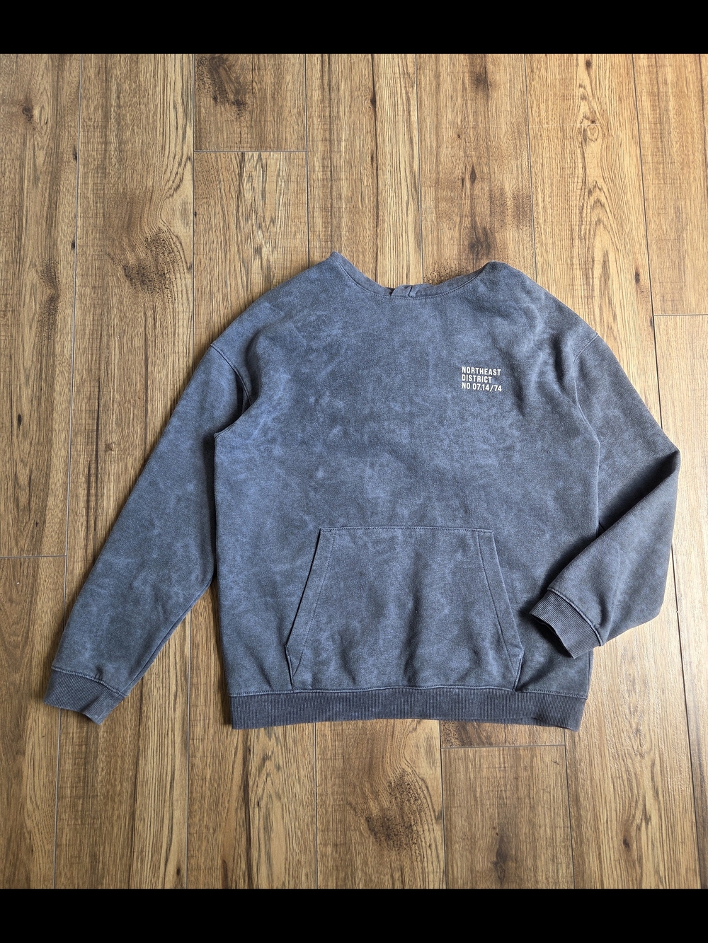 H&M Boys Washed Charcoal Graphic Print Hoodie Size 14